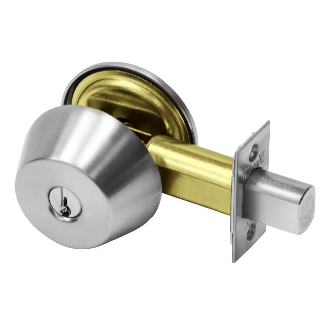 2.75 in. Single Cylinder Grade 1 Deadbolt with Large Format IC Prep & Backset, Satin Chrome