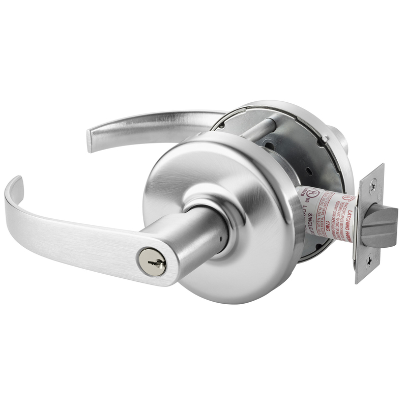 Zinc Princeton Lever & D Rose Single Cylinder Classroom Grade 1 Extra Heavy Duty Cylindrical Lever Lock L4 Keyway, Satin Chrome