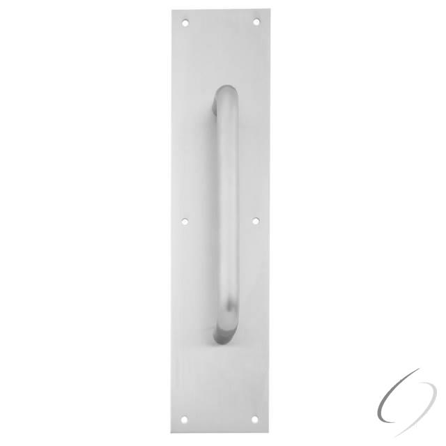 10172630 3.5 x 15 in. Square Corner Pull Plate with 6 in. 1194 Pull, Satin Stainless Steel