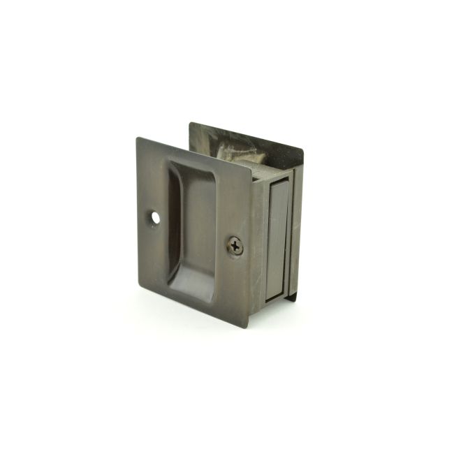Passage Pocket Door Lock Square Cutout, Dark Bronze Powder Coat