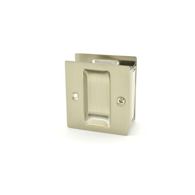 Passage Pocket Door Lock Square Cutout, Satin Nickel