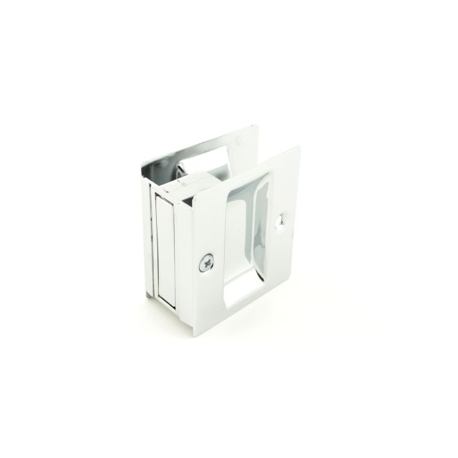 Passage Pocket Door Lock Square Cutout, Bright, Chrome