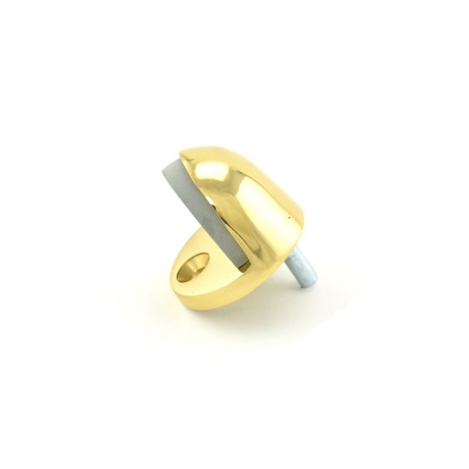 Cast Universal Dome Stop with Low Rise Lip & High Rise Rubber, Bright Brass