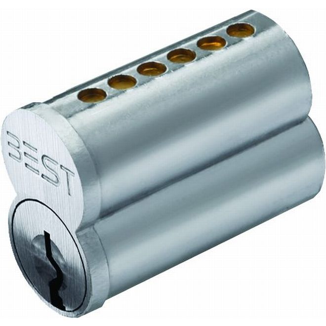 1C6D1626 Standard 6 Pin D Keyway Uncombinated Core with Spacer, Satin Chrome