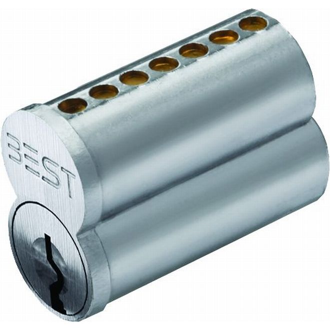 Standard 7 Pin F Keyway Uncombinated Core, Satin Chrome