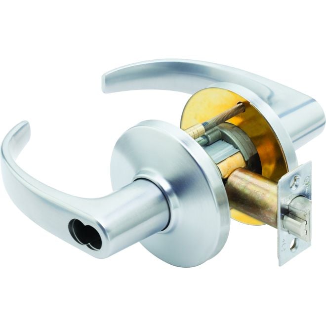 2.75 in. 9K Series 7 Pin Entry 14 Lever & D Rose with ANSI Strike Less Core Backset - Satin Chrome