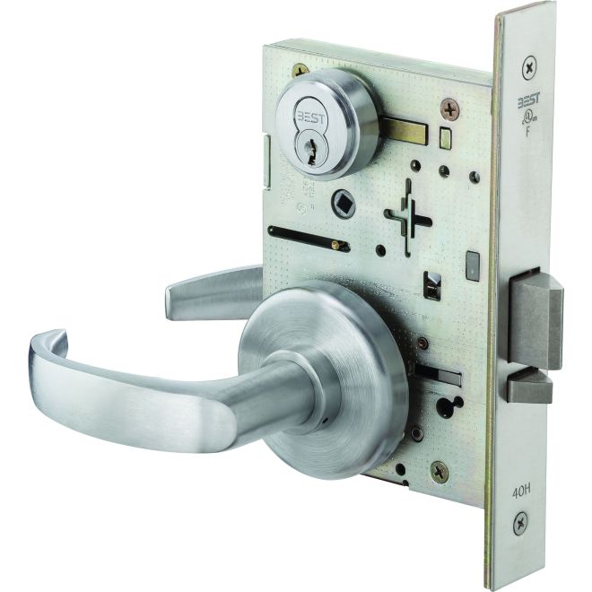 Mortise Lock 7 Pin Storeroom 14 Lever with H Rose Right Hand, Satin Chrome