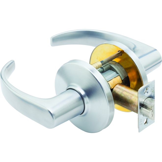 2.75 in. 9K Series Backset Passage 14 Lever & D Rose with ANSI Strike, Satin Chrome