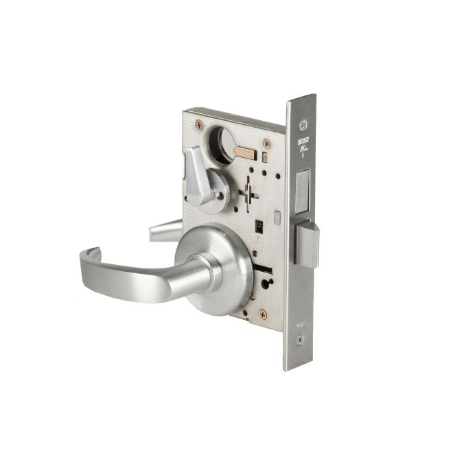 Mortise Lock Privacy 14 Lever with H Rose Right Hand, Satin Chrome