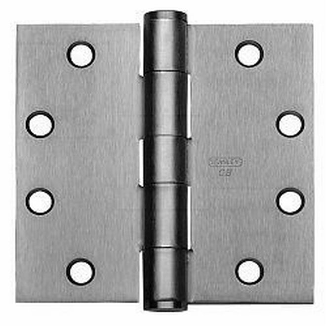 4.5 x 4.5 in. Five Knuckle Architectural Steel Full Mortise Standard Weight Square Corner Hinge, No. 458441 Satin Chrome
