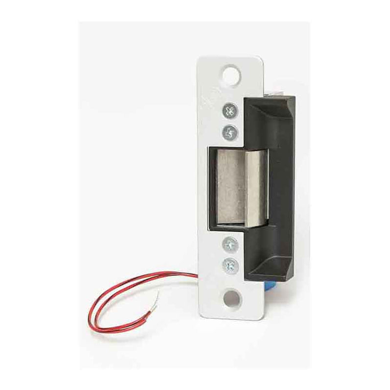24V Flat Electric Strike Fail Secure, Clear Anodized Aluminum