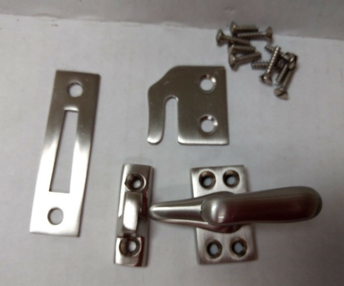Casement Latch Standard with 3 Strikes, Satin Nickel
