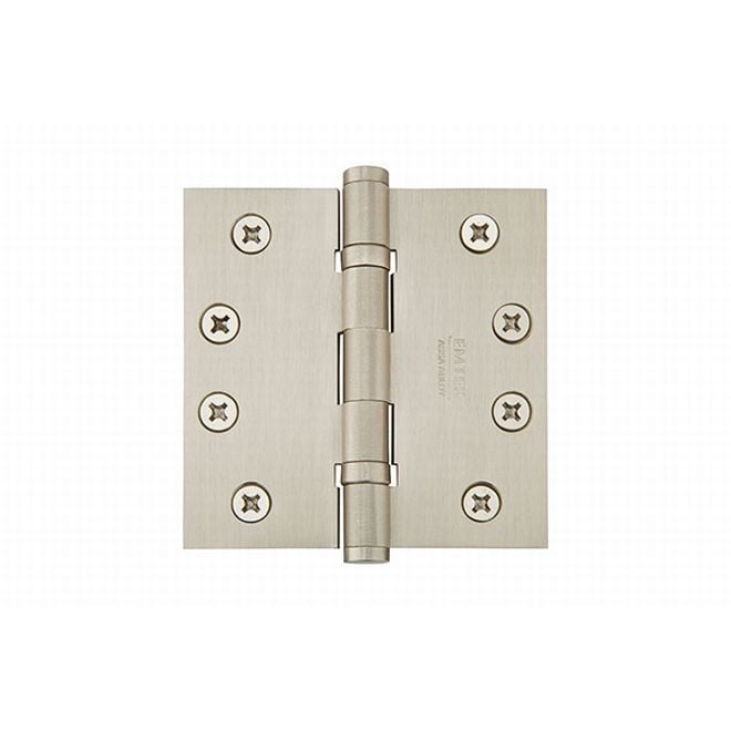 4 x 4 in. Square Steel Heavy Duty Ball Bearing Hinges, Satin Nickel - Set of 2