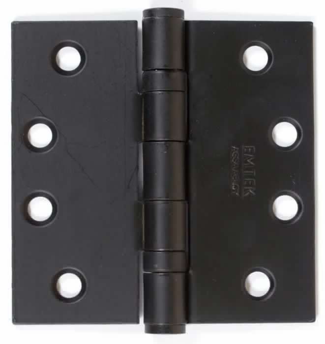 94014US19 4 x 4 in. Square Steel Heavy Duty Ball Bearing Hinges, Flat Black - Set of 2