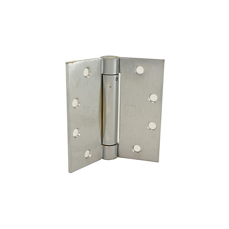 4.5 x 4.5 in. Full Mortise Single Acting Square Corner Spring Hinge, No. 008037 Satin Chrome