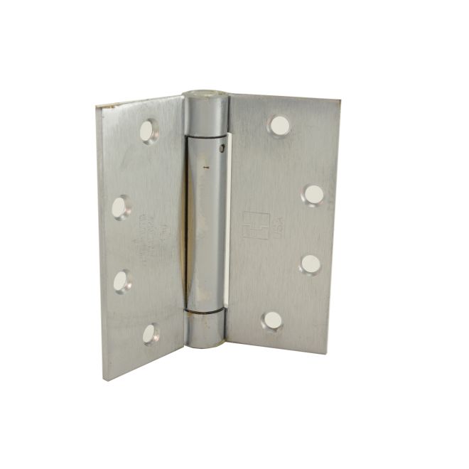 4.5 x 4.5 in. Full Mortise Single Acting Square Corner Spring Hinge, No. 037460 Satin Chrome