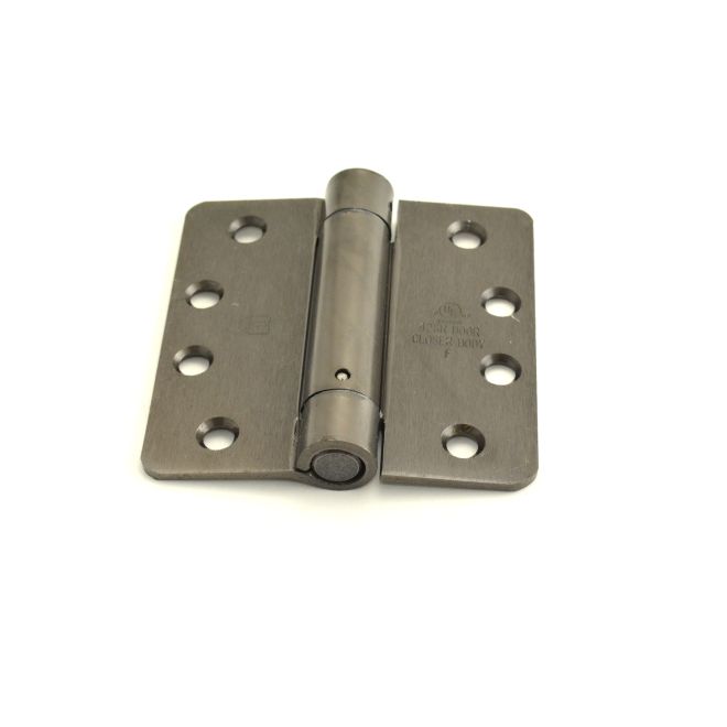 4 x 4 in. Full Mortise Single Acting 0.25 in. Radius Corner Spring Hinge, No. 050275 Black Nickel