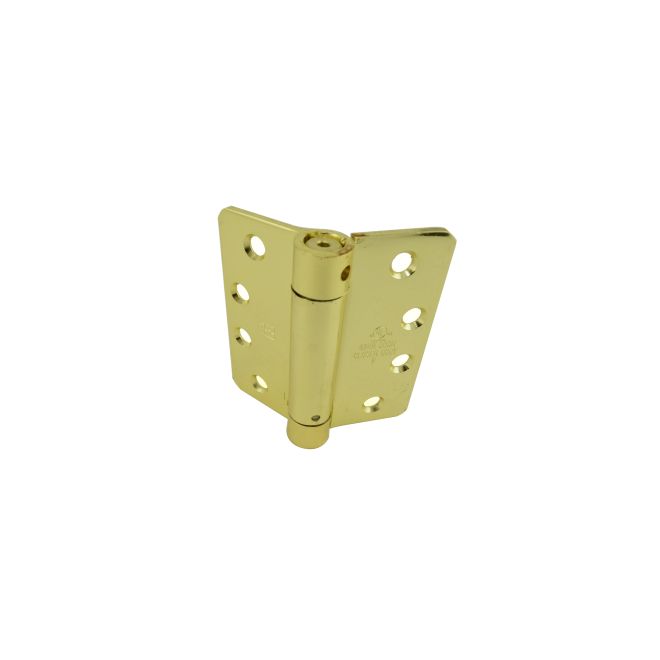 125143.1 4 x 4 in. Full Mortise Single Acting 0.25 in. Radius Corner Spring Hinge, No. 050220 Bright Brass