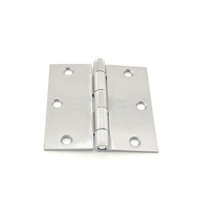 3.5 x 3.5 in. Steel Square Corner Full Mortise Plain Bearing Residential Hinge, No. 030551 Satin Chrome