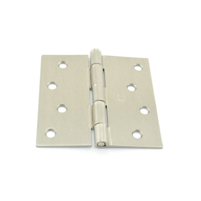 4 x 4 in. Steel Square Corner Full Mortise Plain Bearing Residential Hinge, No. 032829 Satin Nickel