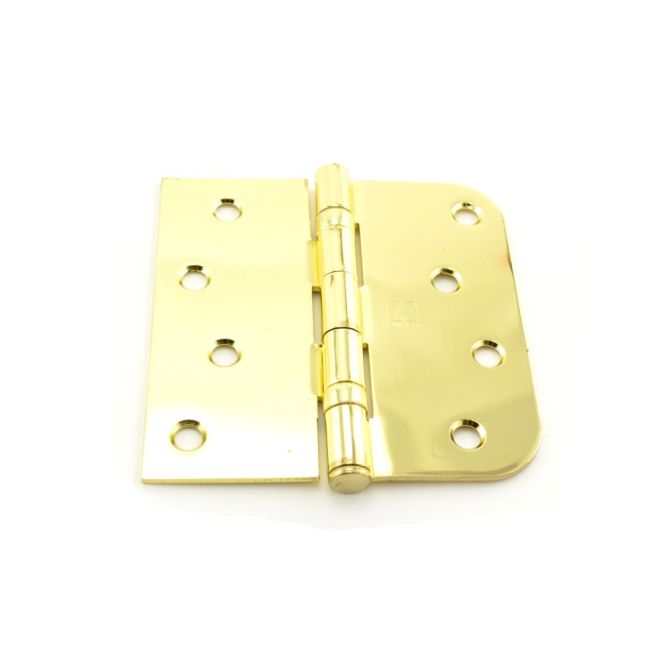 4 x 4 in Left Hand Square Mortise Left Hand Ball Bearing Hinge Bright Brass