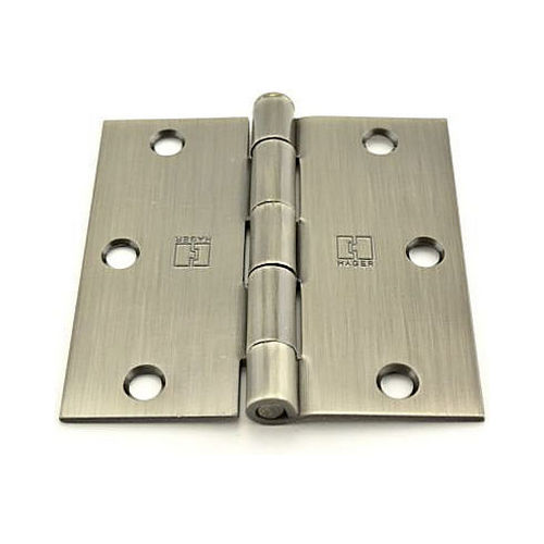 3.5 x 3.5 x 0.62 in. Radius Full Mortise Residential Plain Bearing Hinge, Bright Brass