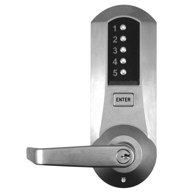 5021BWL26D 2.75 in. Mechanical Pushbutton Cylindrical Lock with Backset, Best Prep & Winston Lever, Satin Chrome