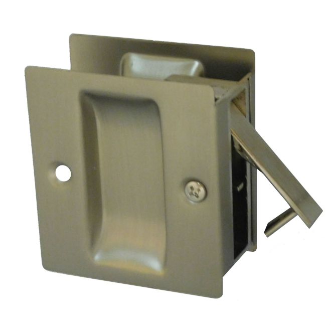 Square Passage Pocket Door Lock, Satin Nickel