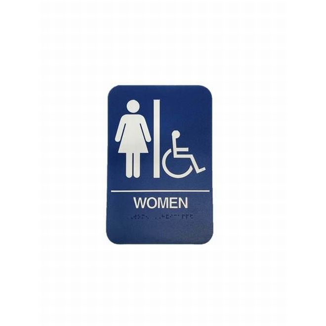 Womens Handicap ADA Blue Bathroom Sign, Blue