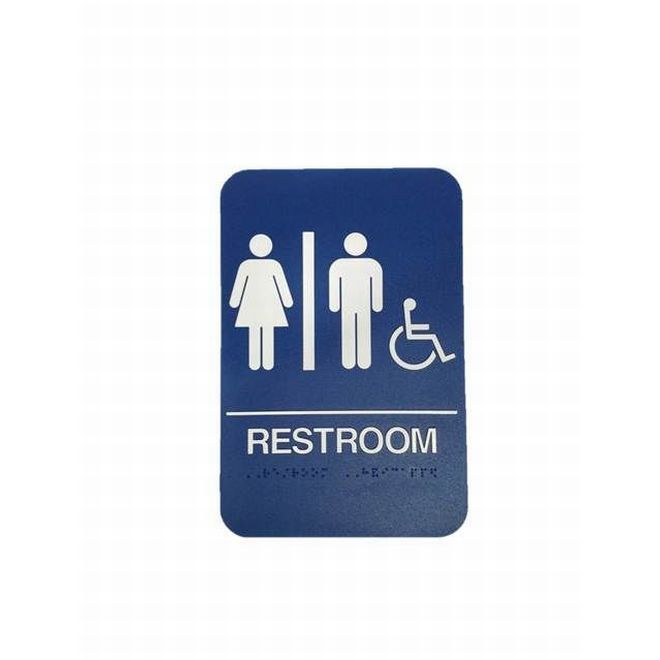 Men & Women Handicap ADA Bathroom Sign, Blue