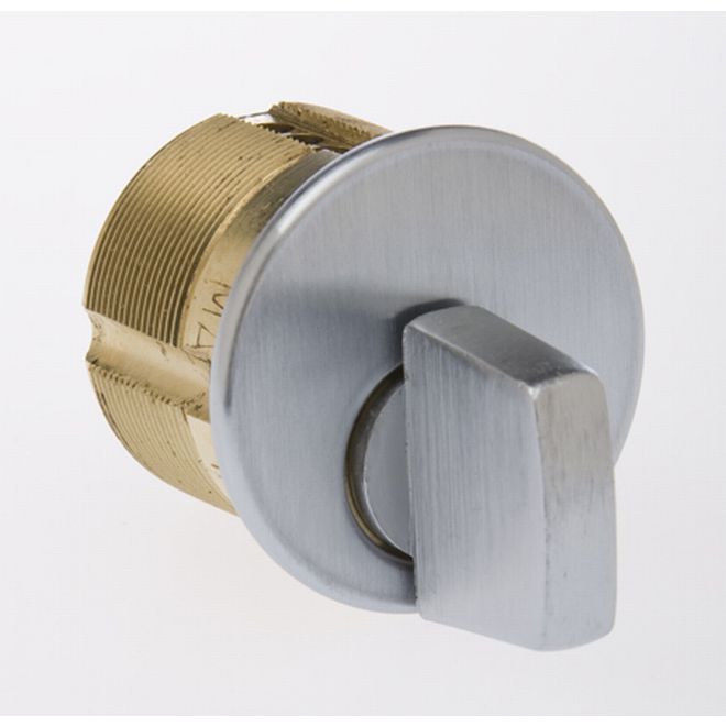 1 in. Turn Knob Mortise Cylinder with Adams Rite Cam, Satin Chrome
