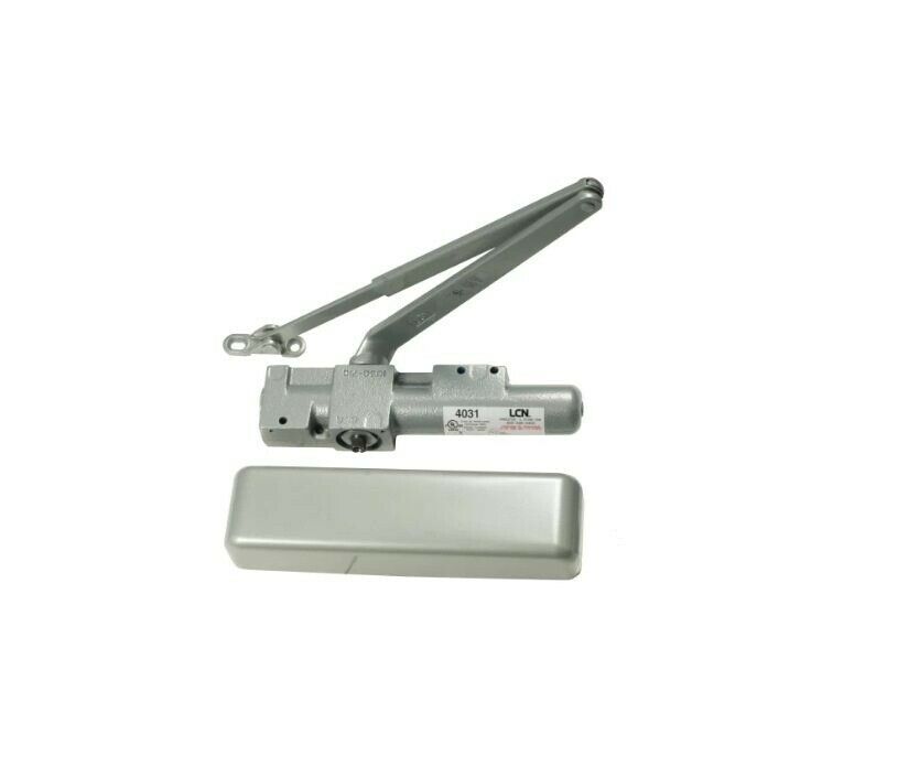 Parallel Arm Adjustable 1-4 Surface Mounted Universal Cast Iron Regular Door Closer with TBSRT Thru Bolts 689, Aluminum - LCN 4031RWPAAL