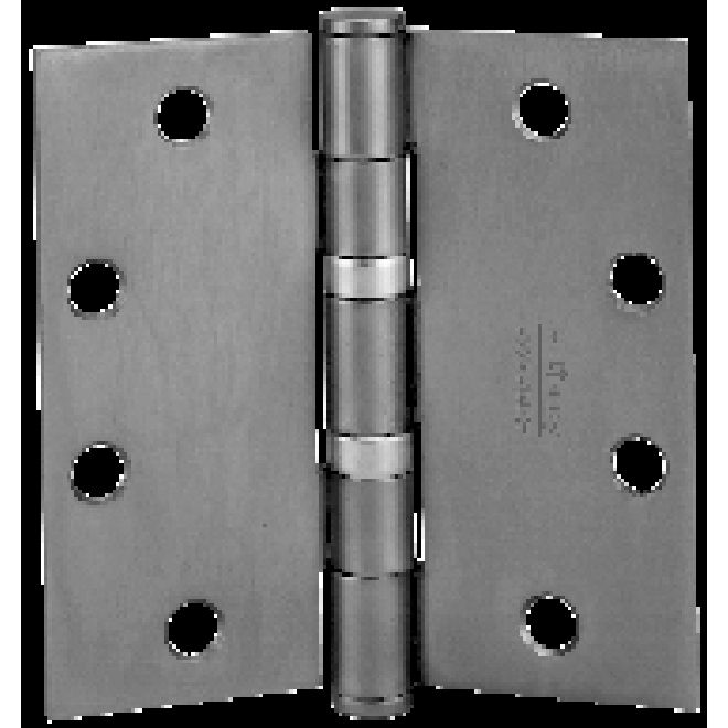 4.5 x 4.5 in. Square Corner Non Ferrous Standard Weight 5 Knuckle Ball Bearing Hinge with Non Removable Pin, No. 59840 Satin Stainless Steel