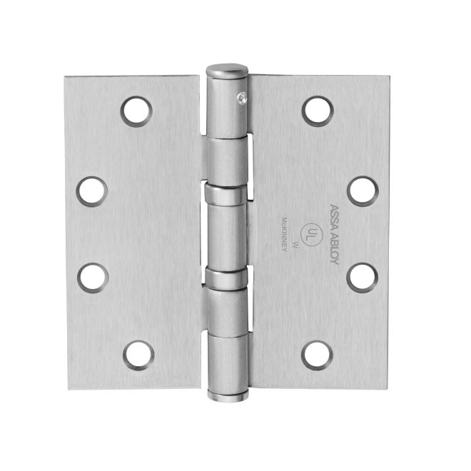 4.5 x 4.5 in. Square Corner Standard Weight 5 Knuckle Ball Bearing Hinge with Non Removable Pin, No. 55860 Satin Chrome