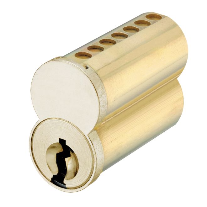 337B01006AMBS 7 Pin Uncombinated Small Format Interchangeable Core with M Keyway & Clip Retainer, Satin Brass