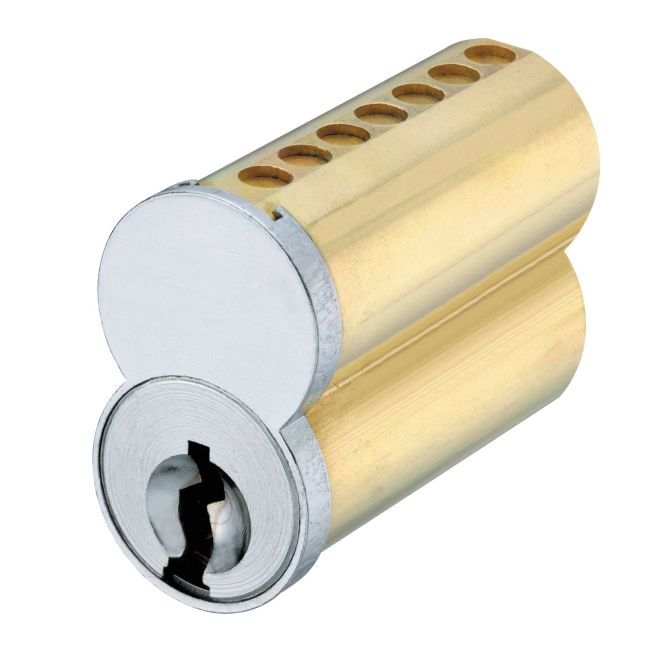 7 Pin Uncombinated Small Format Interchangeable Core with K Keyway & Clip Retainer, Satin Chrome