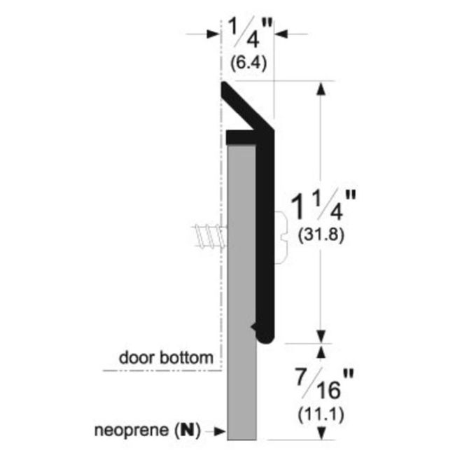 36 in. Door Bottom Sweep with 0.43 in. Neoprene, Clear Aluminum