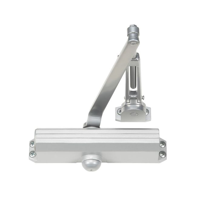 Adjustable Hold Open Door Closer - Aluminum Finish - Medium Duty - Durable