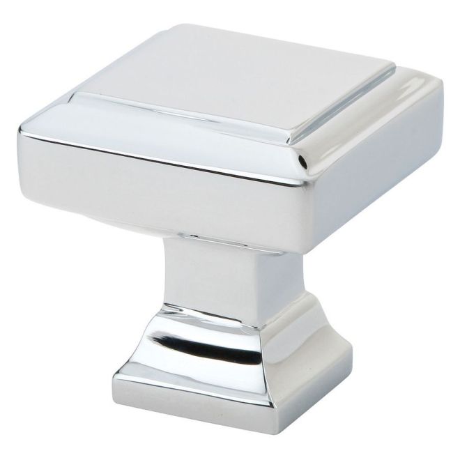 1.25 in. Geometric Square Cabinet Knob, Bright Chrome