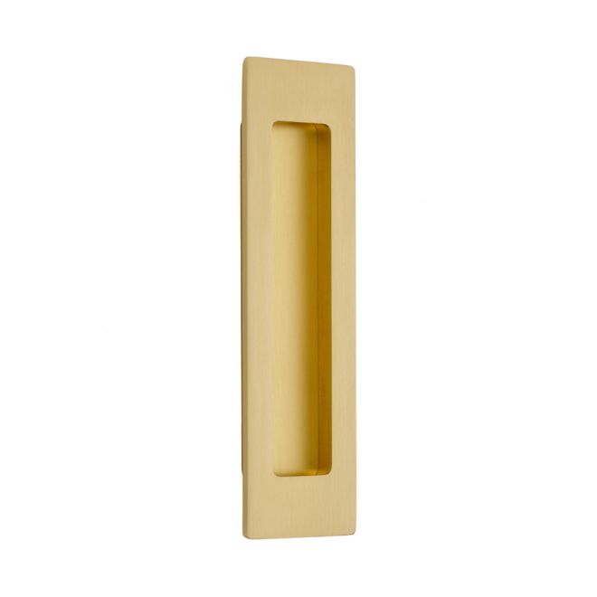 220307US4 7 in. Modern Rectangular Flush Pull, Satin Brass