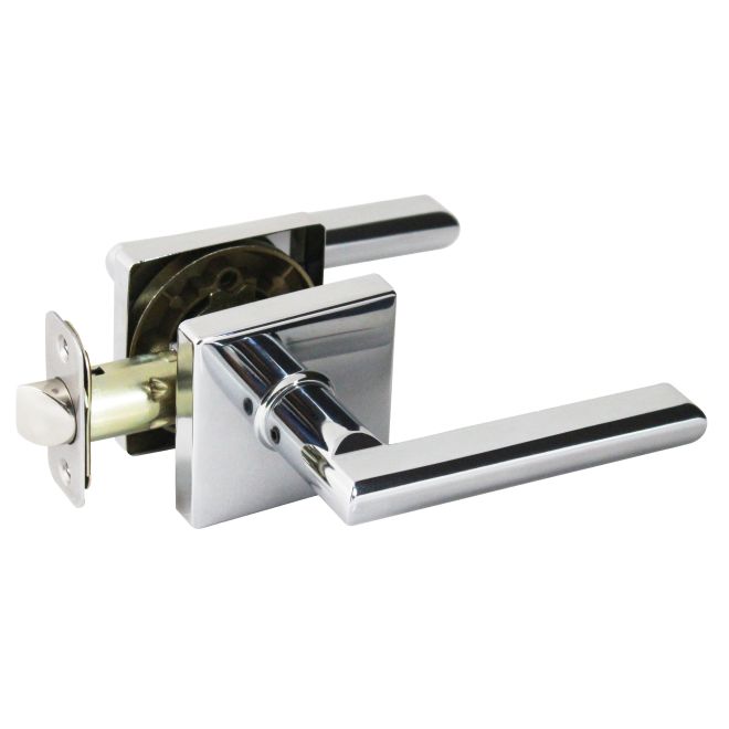 FLS203C Onyx Lever with Square Rose Passage Lockset Grade 3, Bright Chrome