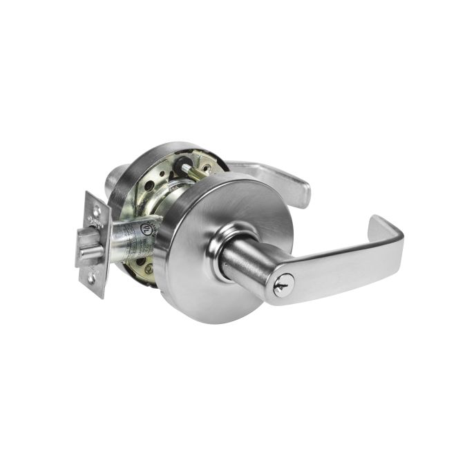 Entry Office Lever Lock Grade 1 with L Lever & L Rose with LA Keyway & ASA Strike, Satin Chrome