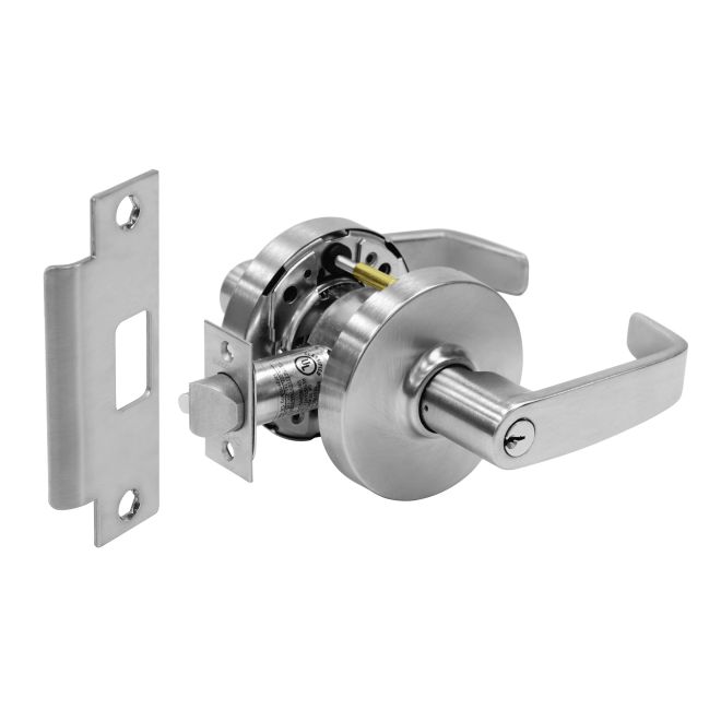 2810G37LL26D Classroom Cylindrical Lock Grade 1 with L Lever, L Rose, ASA Strike & LA Keyway, Satin Chrome