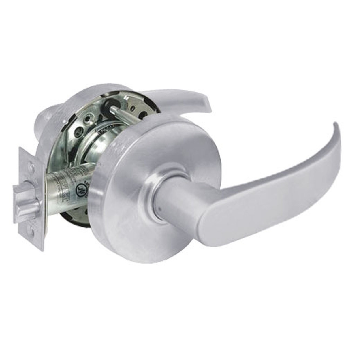 Passage Cylindrical Lock Grade 1 with P Lever, L Rose & ASA Strike, Satin Chrome