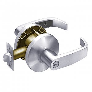 Office Cylindrical Lock Grade 2 with L Lever, K Rose, ASA Strike & LA Keyway, Satin Chrome