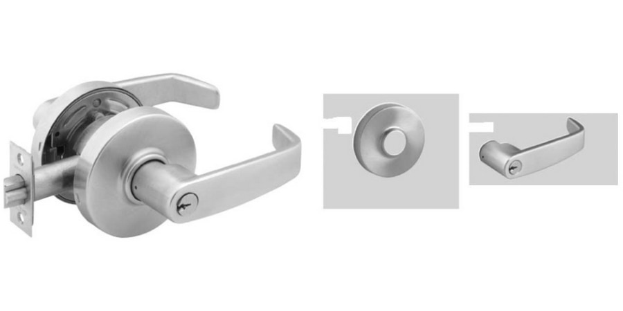 28707G04LL26D Storeroom Cylindrical Lock Grade 2 with L Lever with Small Format IC Prep, L Rose & ASA Strike Less Core, Satin Chrome
