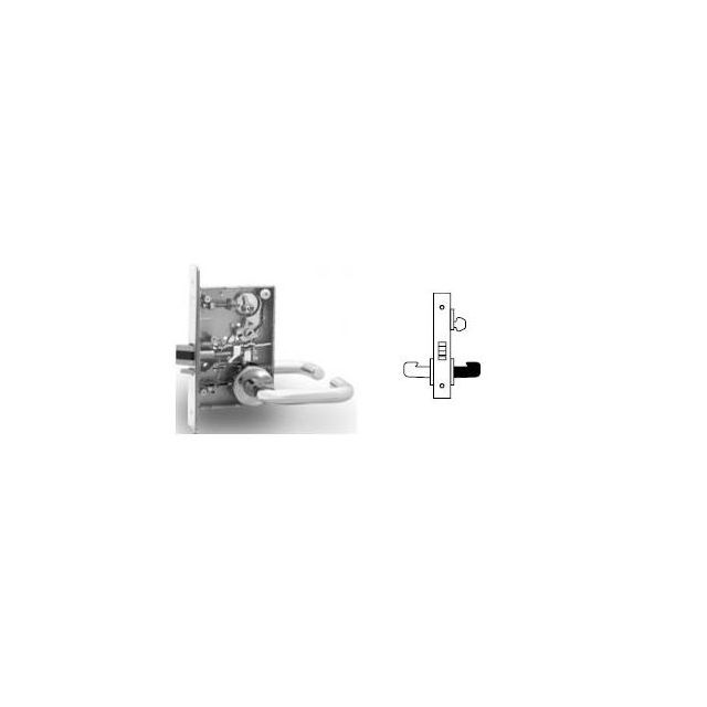 Fail Secure Electro Mechanical Single Cylinder 24V Mortise Lock with L Lever & LN Rose Less Cylinder, Satin Chrome