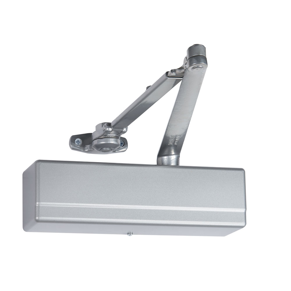 Standard Arm Powerglide Adjustable Door Closer with Thru Bolts Sprayed, Aluminum Enamel