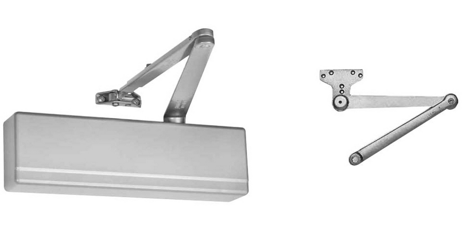 Heavy Duty Parallel Arm Powerglide Door Closer with Thru Bolts Sprayed, Aluminum Enamel