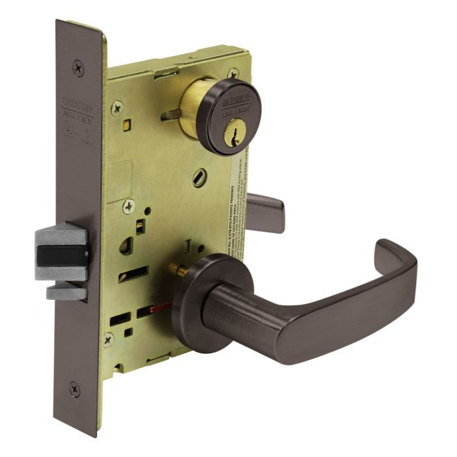 Office Mortise Trim Only with L Lever & LN Rose, Dark Bronze